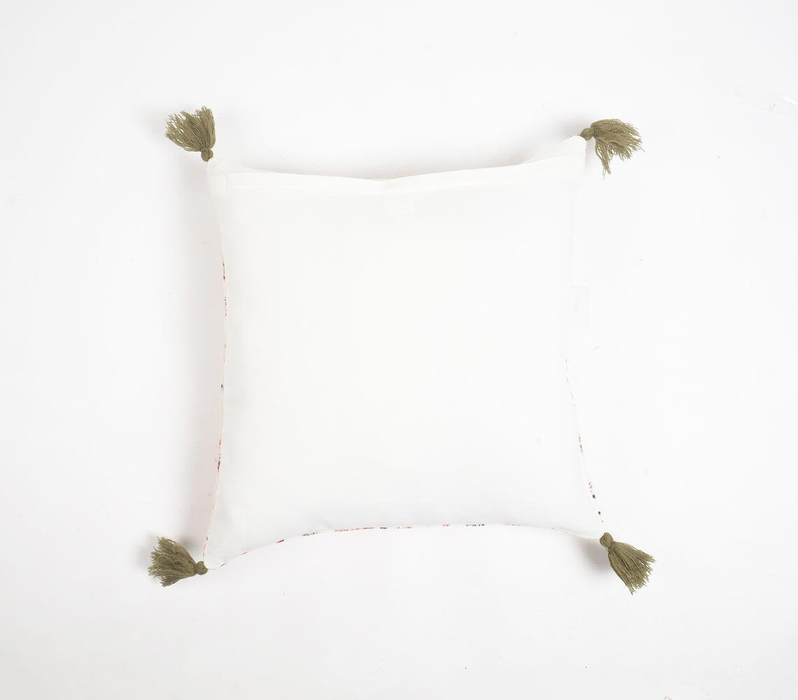 Tasseled Country Floral Velvet Cushion Cover