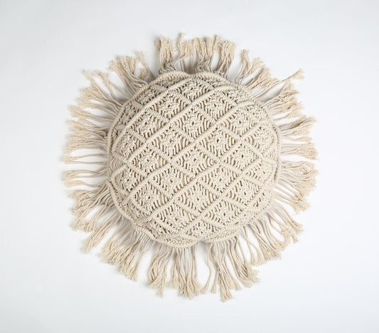 Macrame Tasseled Round Cushion cover