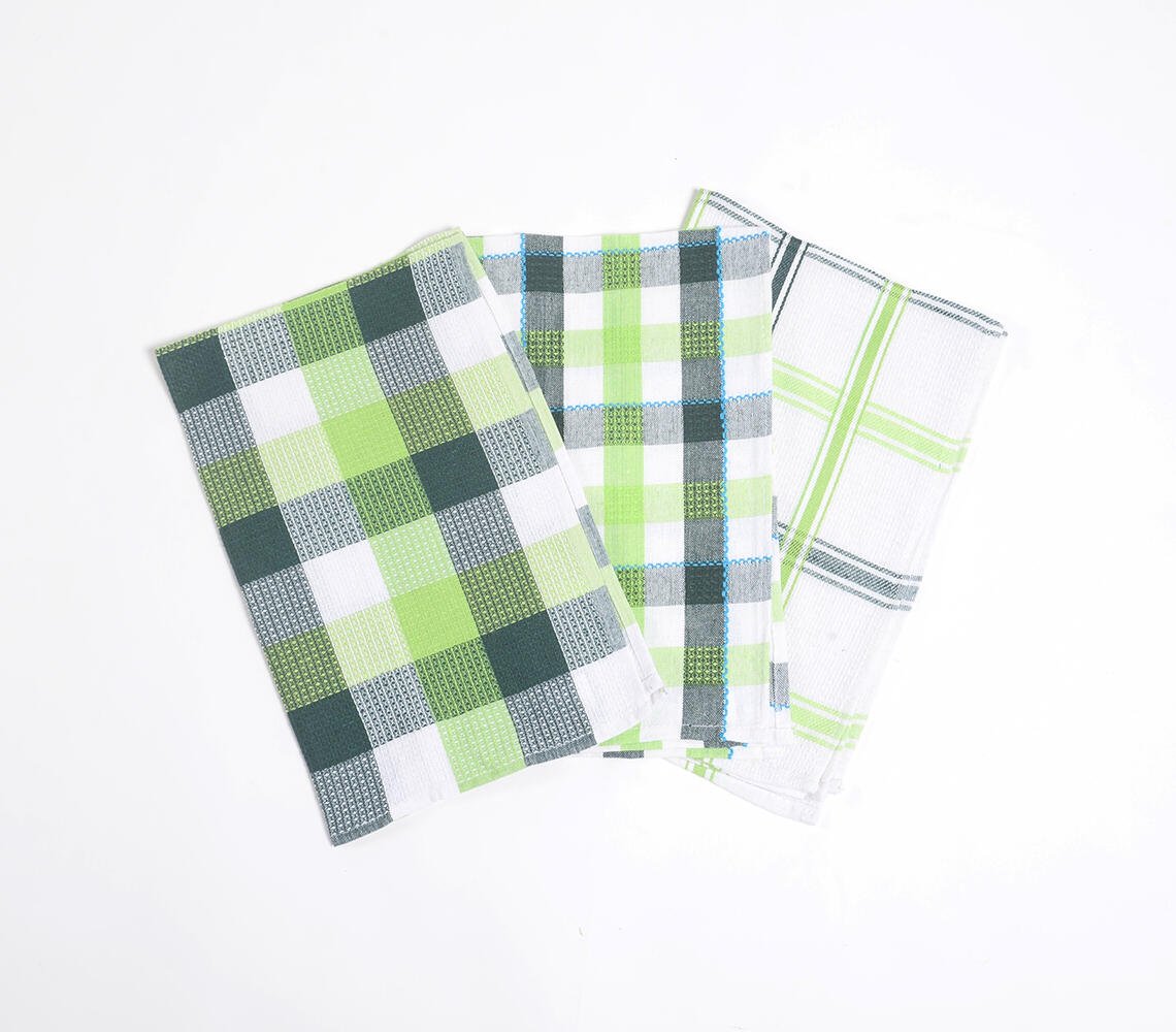 Yarn-Dyed Waffle Cotton Kitchen towels (set of 3)