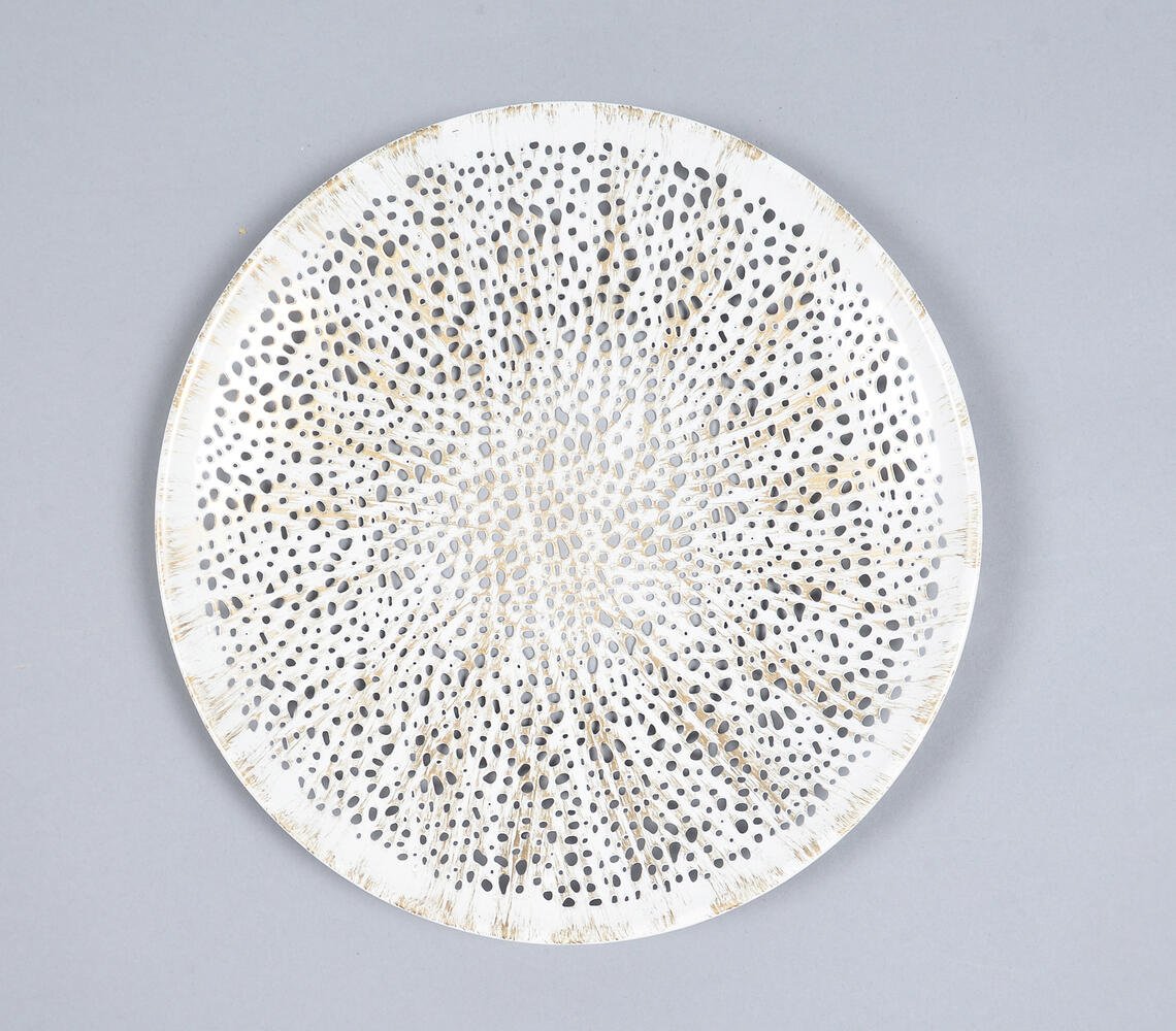 Seived Round White Tabletop Decorative Tray