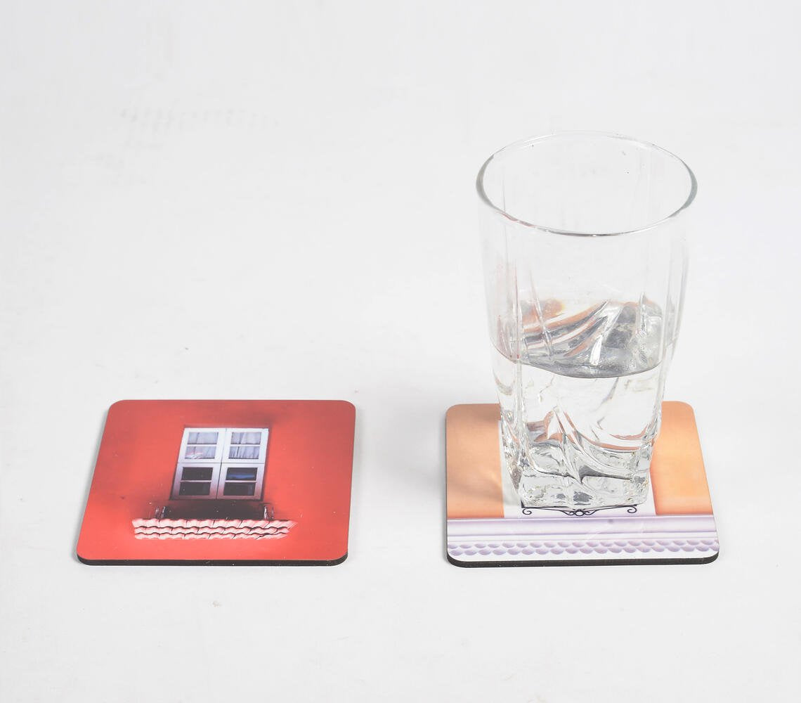 Vintage Windows Laminated & laser Cut Coasters (set of 2)