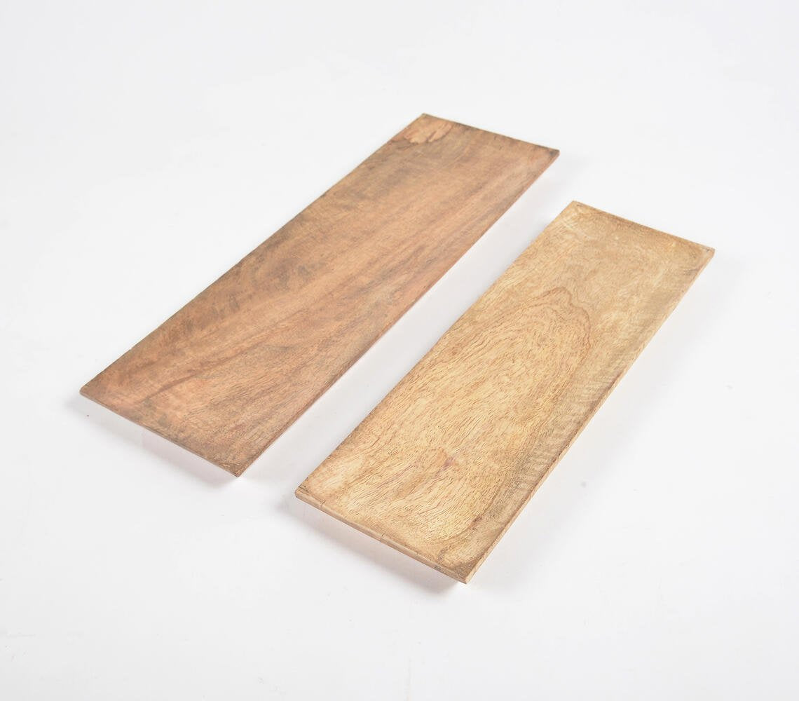 Classic mango wood panel Trays (set of 2)