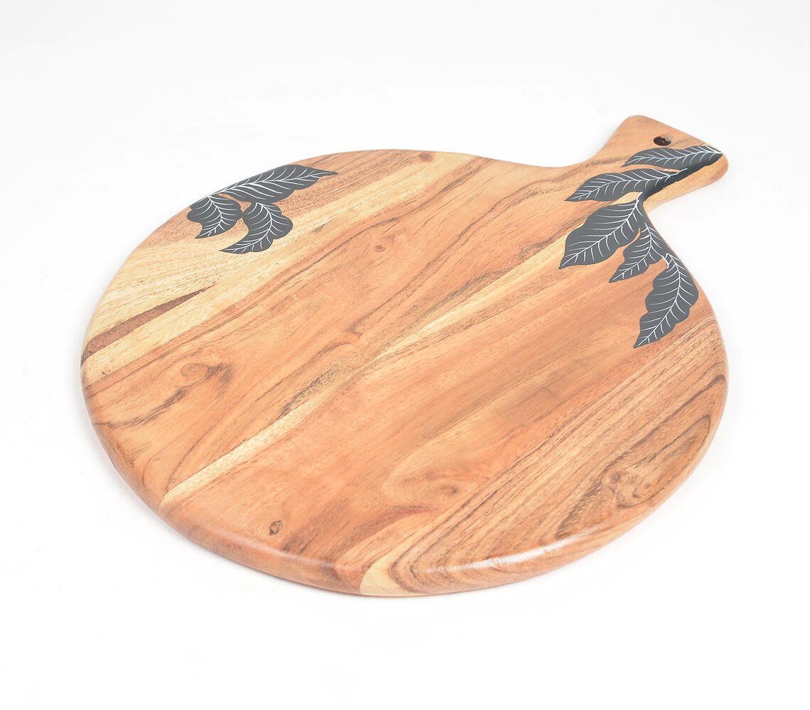 Acacia Wood Leaf Printed Cutting Board