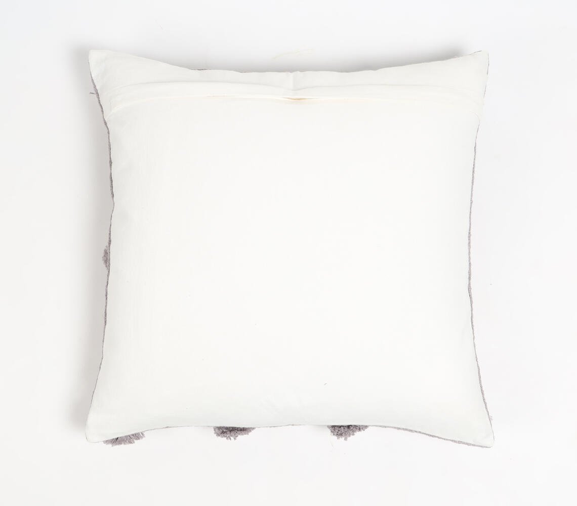 Hand Tufted Smokey Pom-Pom Cotton Cushion Cover