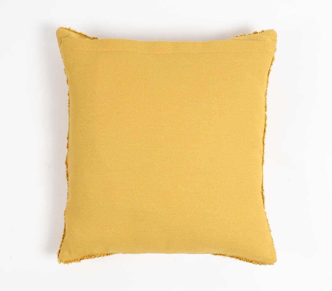 Hand Tufted Cotton Solid Mustard Cushion Cover