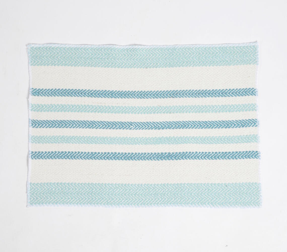 Geweven Aqua Gestreepte Placemats (set van 4)