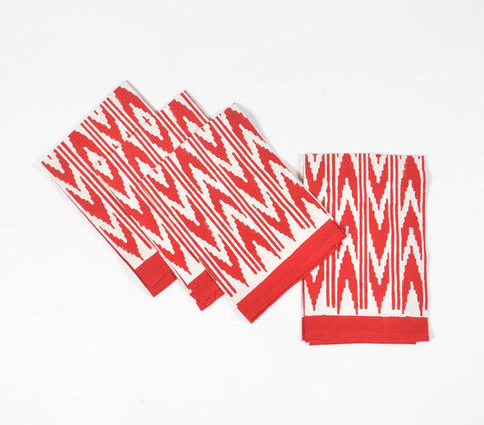 Set of 4 - Printed Fiery Ikat Napkins