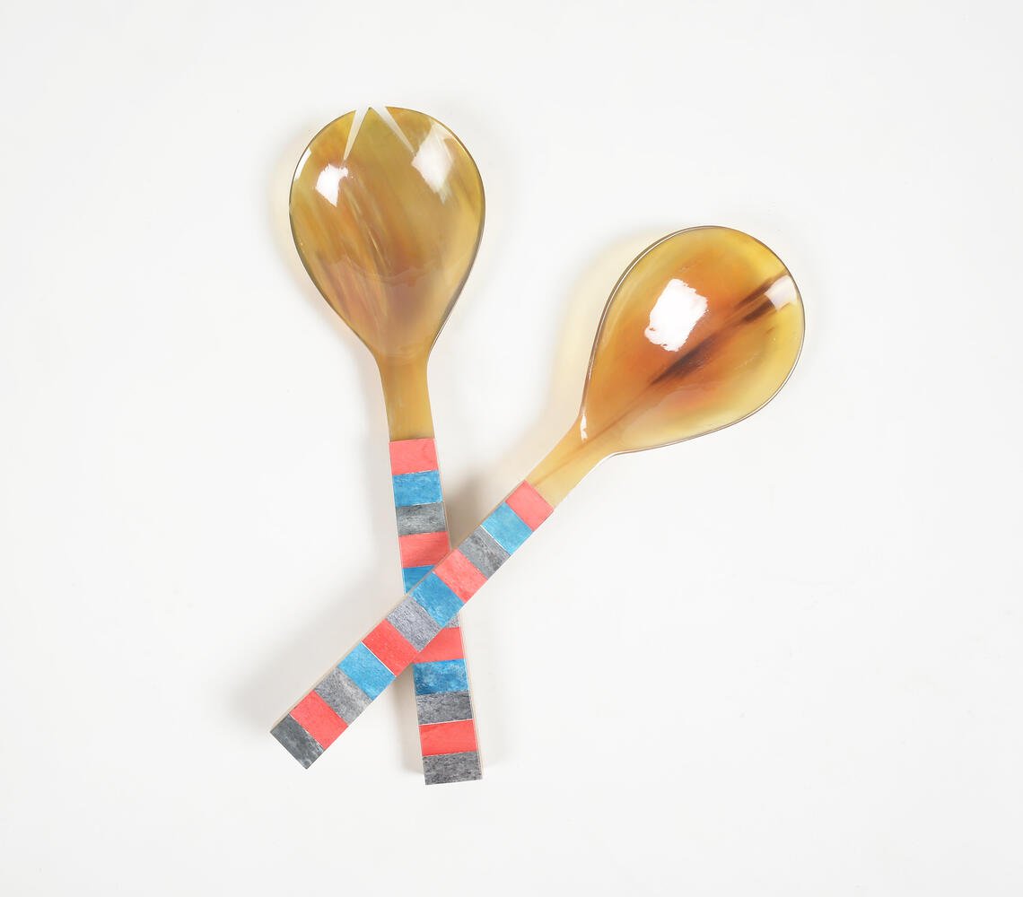 Bone Horn & Mango Wood Salad Spoons (set of 2)