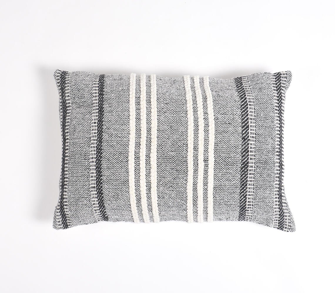 Woven Cotton Lumbar Cushion cover, 20 x 14 inches