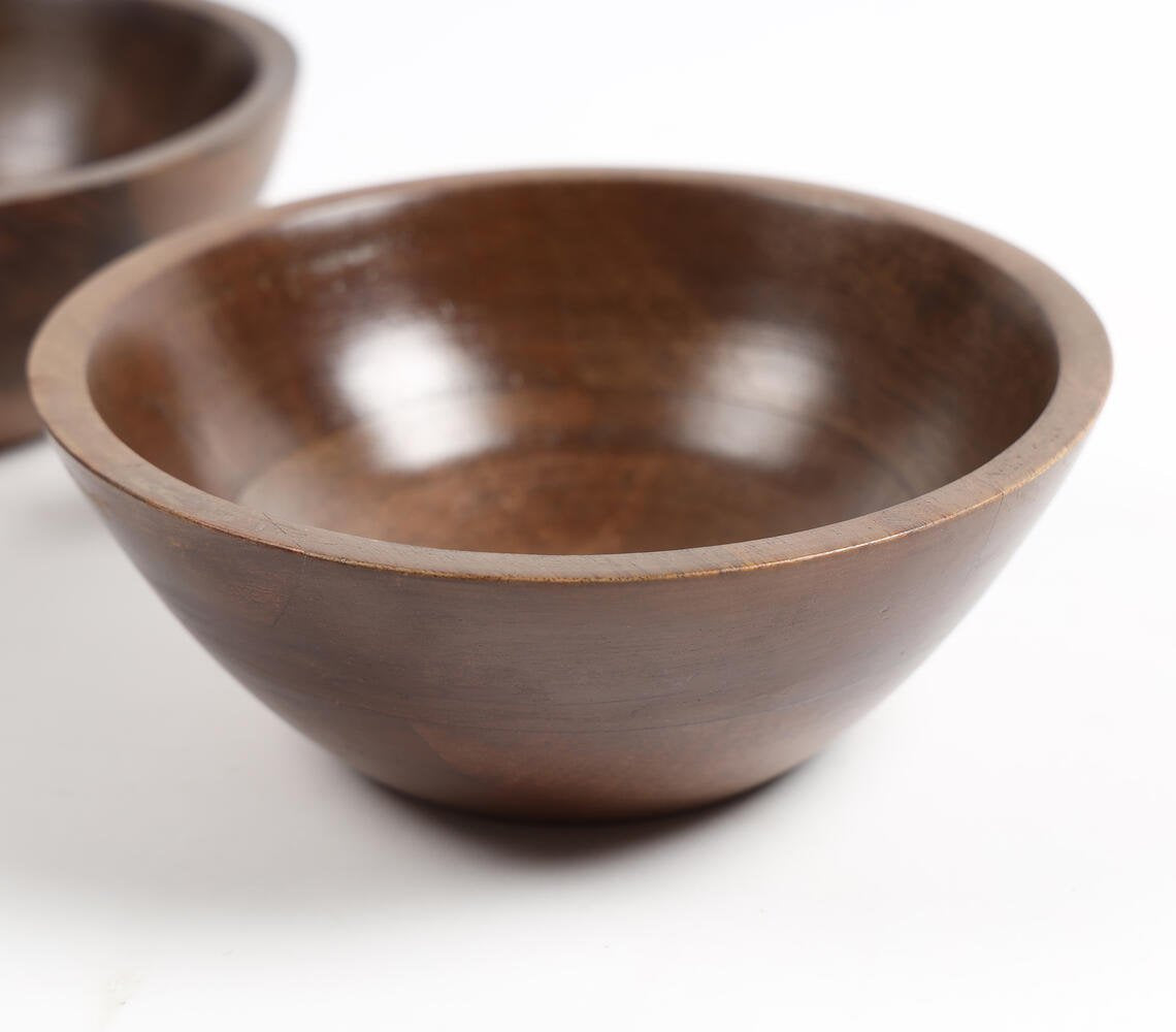 Earthy Wooden Nut Serving Bowls (Set of 2)