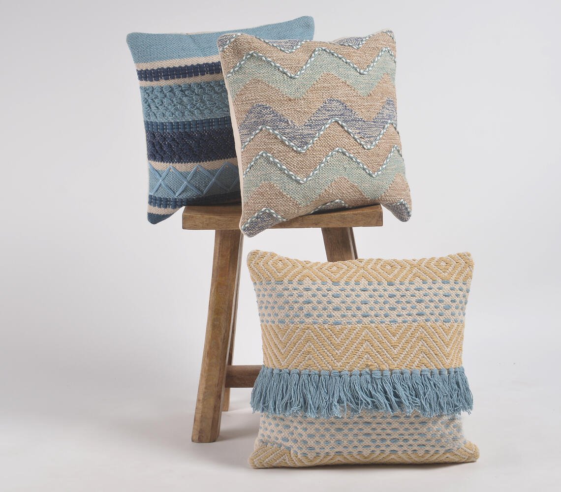 Woven & Embroidered Cotton Cushion cover