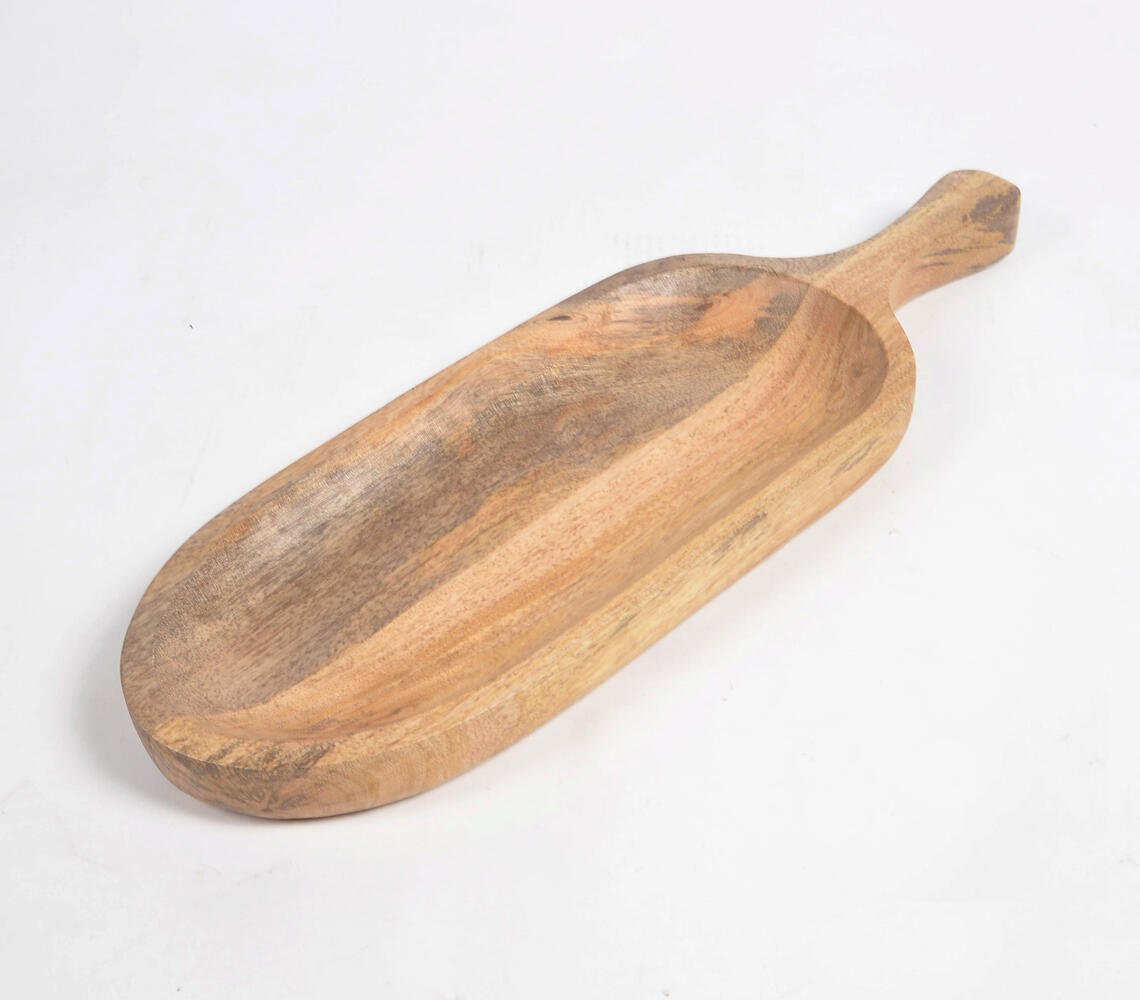 Hand Cut Mango Wood Oblong Paddle Serving Platter