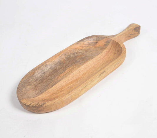 Hand Cut Mango Wood Oblong Paddle Serving Platter