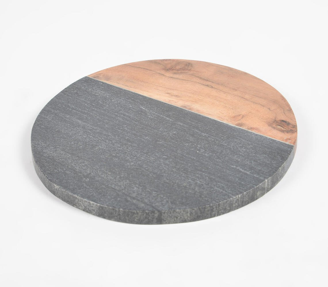 Colorblock Stone & Wood Round Cutting Board