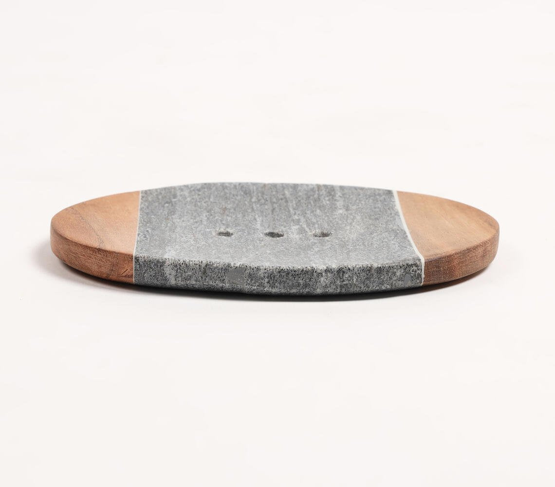 Stone & Acacia Wood Colorblock Soapdish