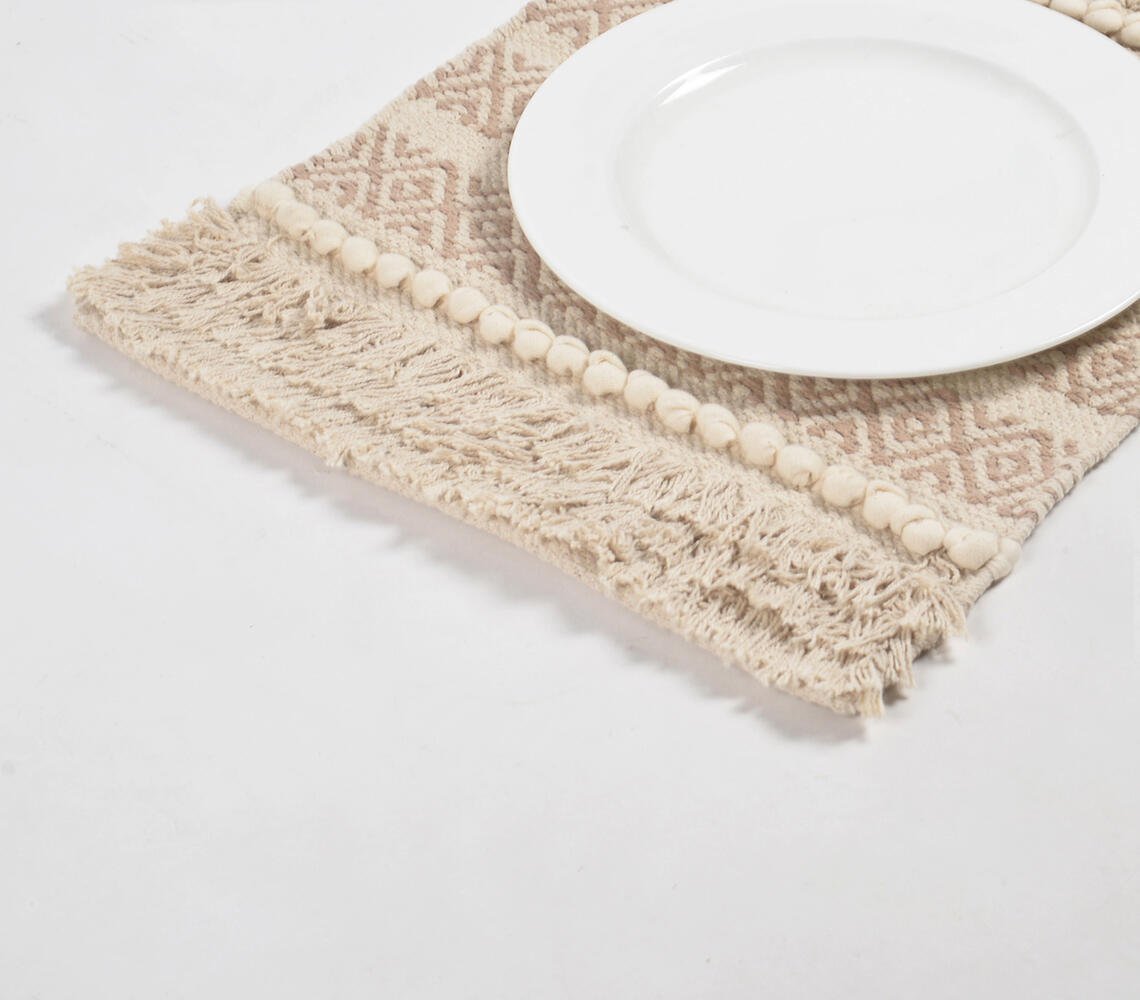 Handwoven Cotton Diamond Panel Placemats (Set of 4)