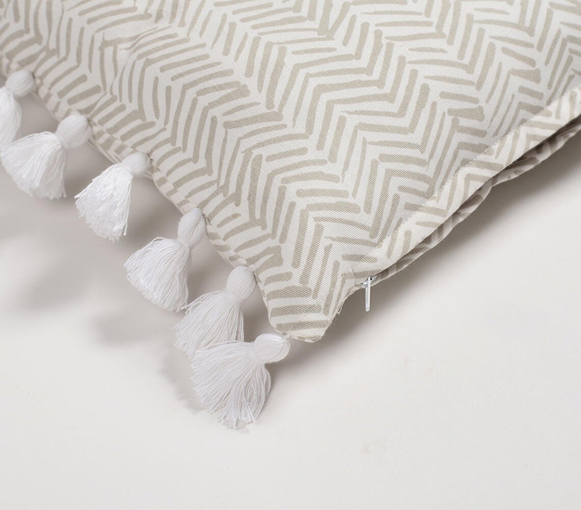 Handloom Chevron Tasseled Cushion Covers (set of 2)