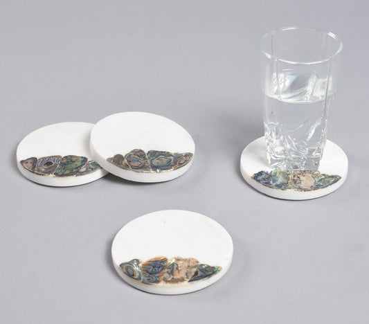 Abalone schelp ingelegde marmeren onderzetters (set van 4)