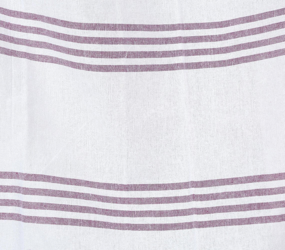 Handwoven Striped Mauve Cotton Bath Towel