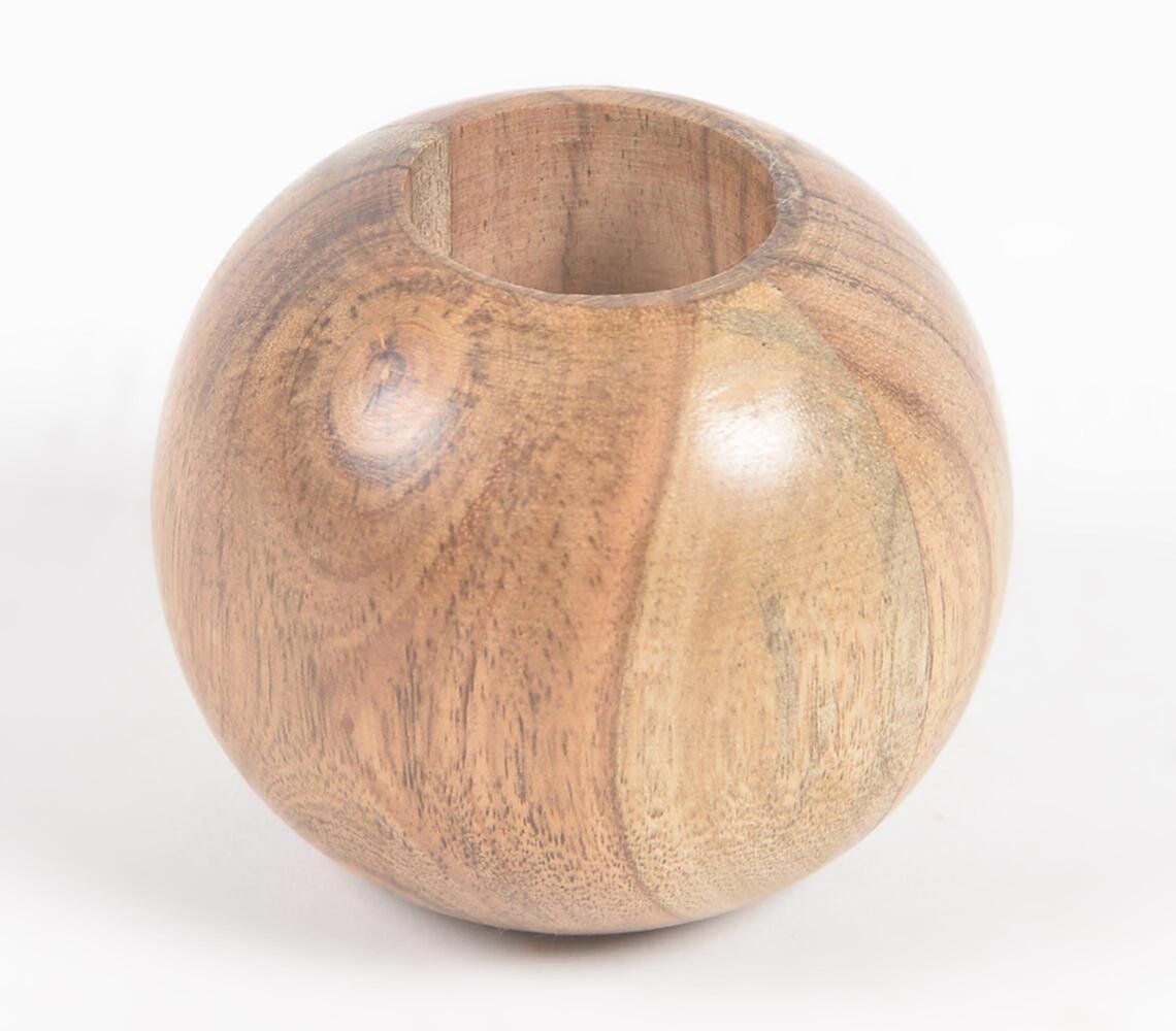 Turned Wooden Spherical Vase