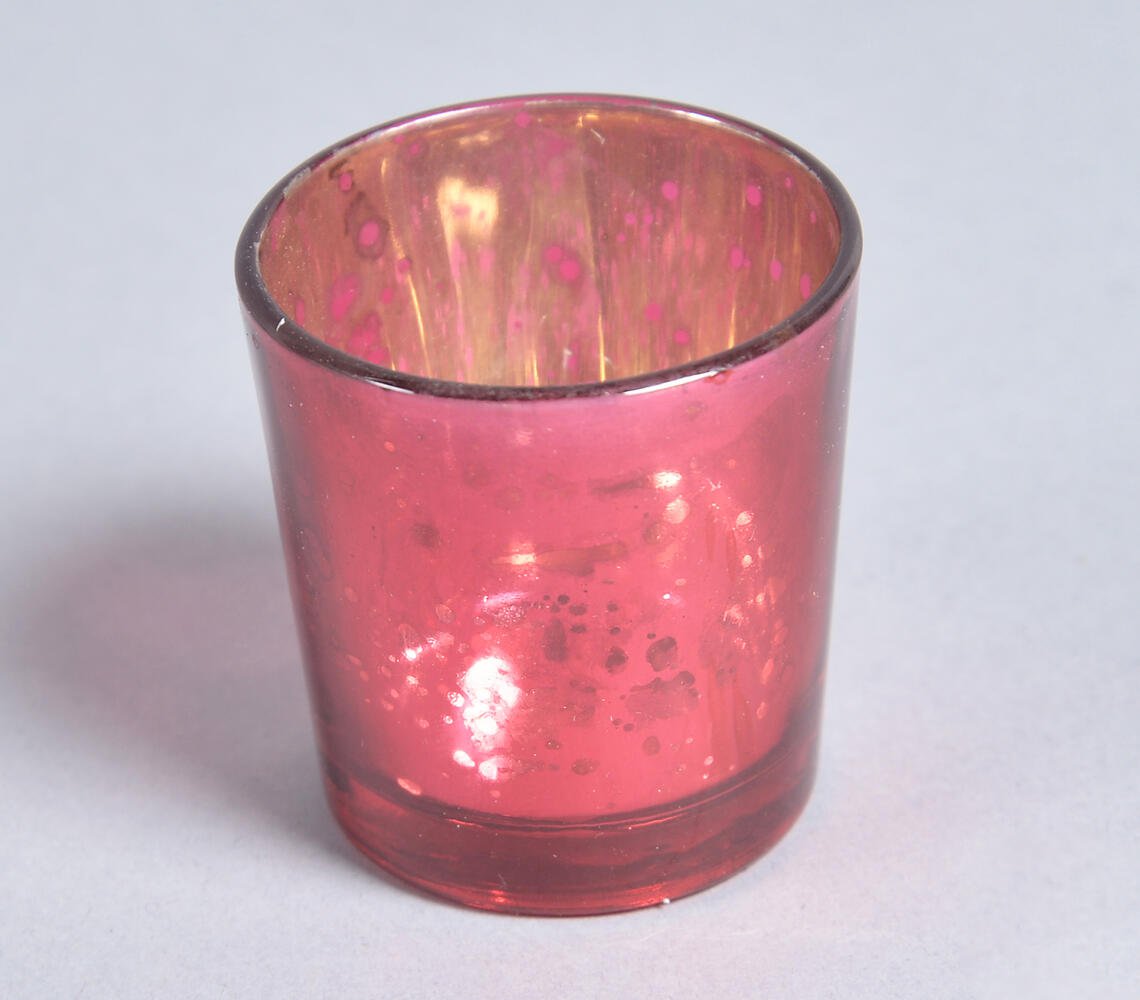 Mercury Tinted Scarlet Glass Votives (set of 2)