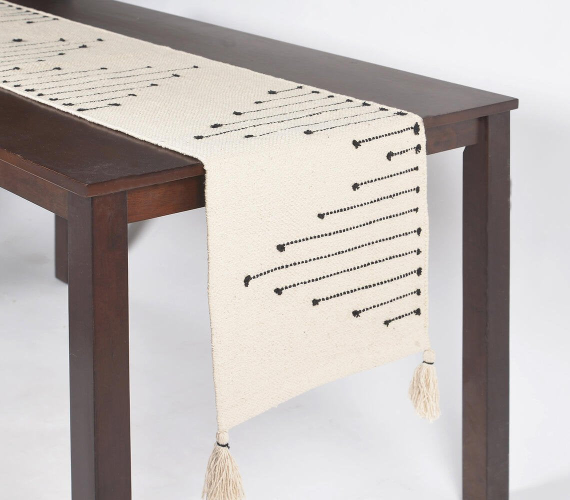 Minimal Handwoven Cotton Table Runner