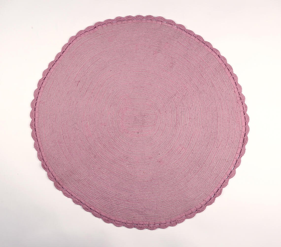 Woven Pink Textured Round Bath mat