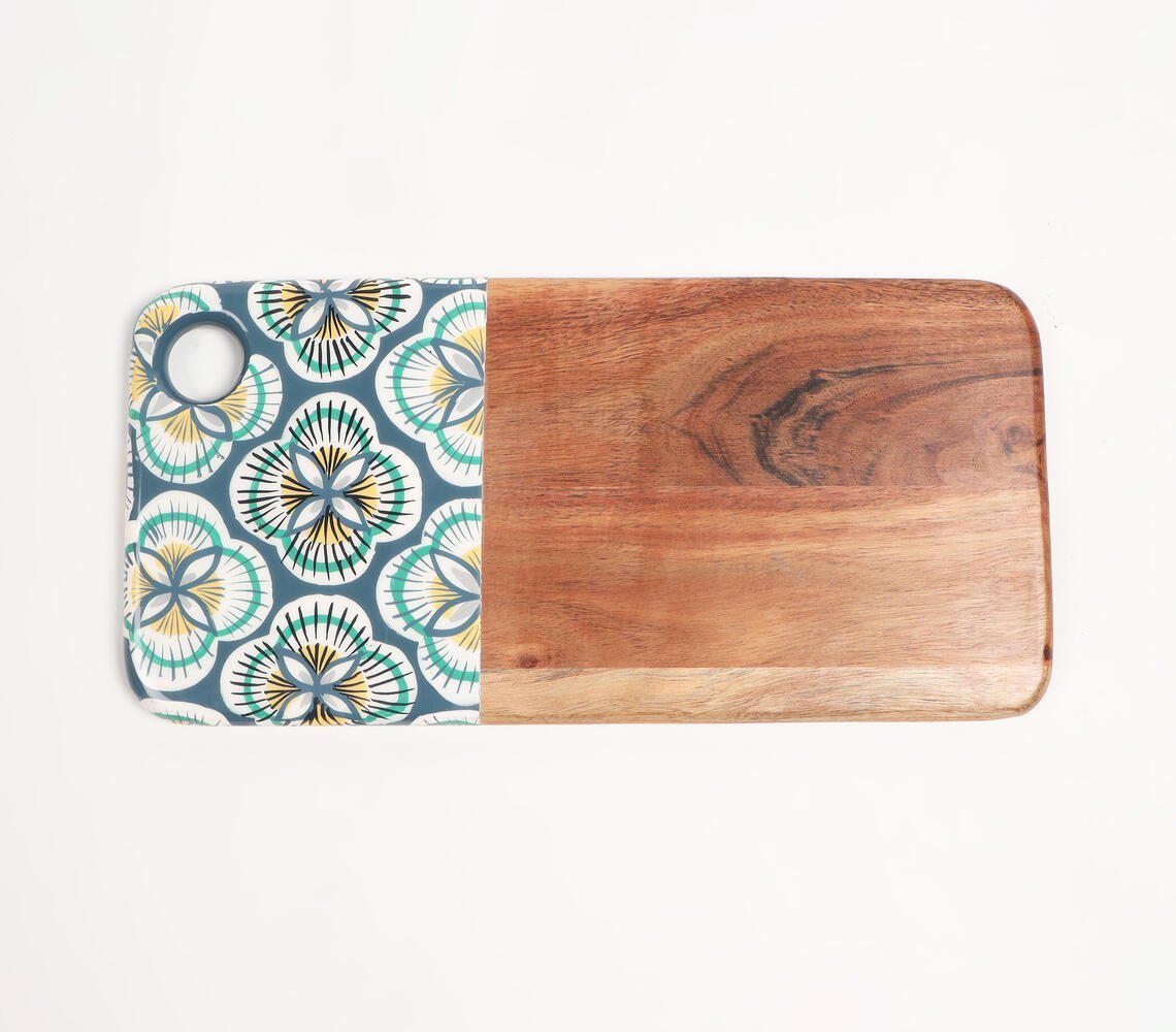 Enamelled Mango Wood Floral Cutting Board