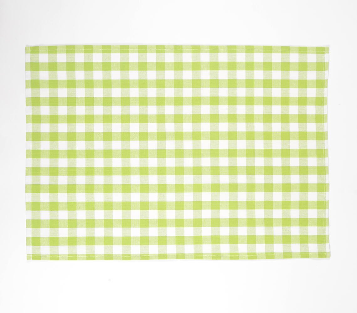 Lime Checks Handwoven Cotton Kitchen Towels (set of 3)