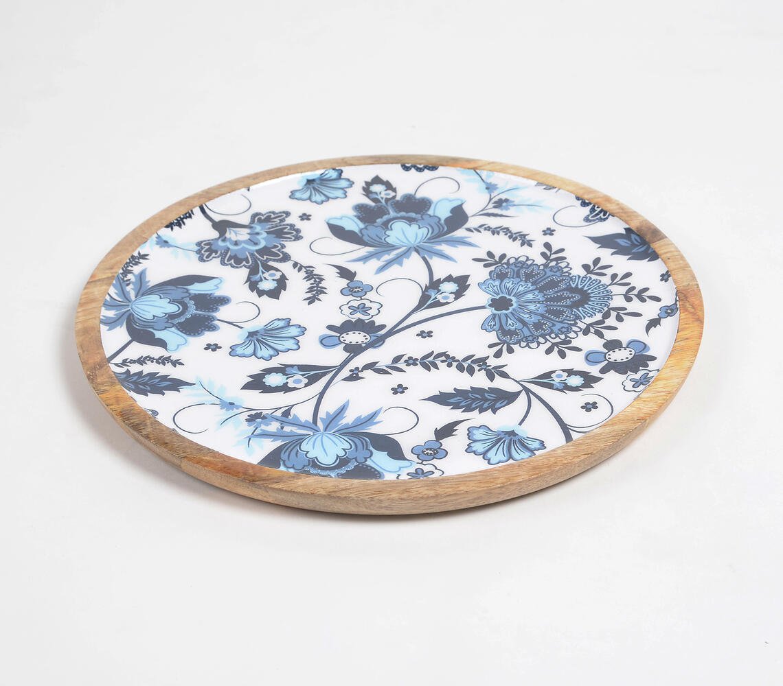 Indigo Floral Enamelled Serving Platter