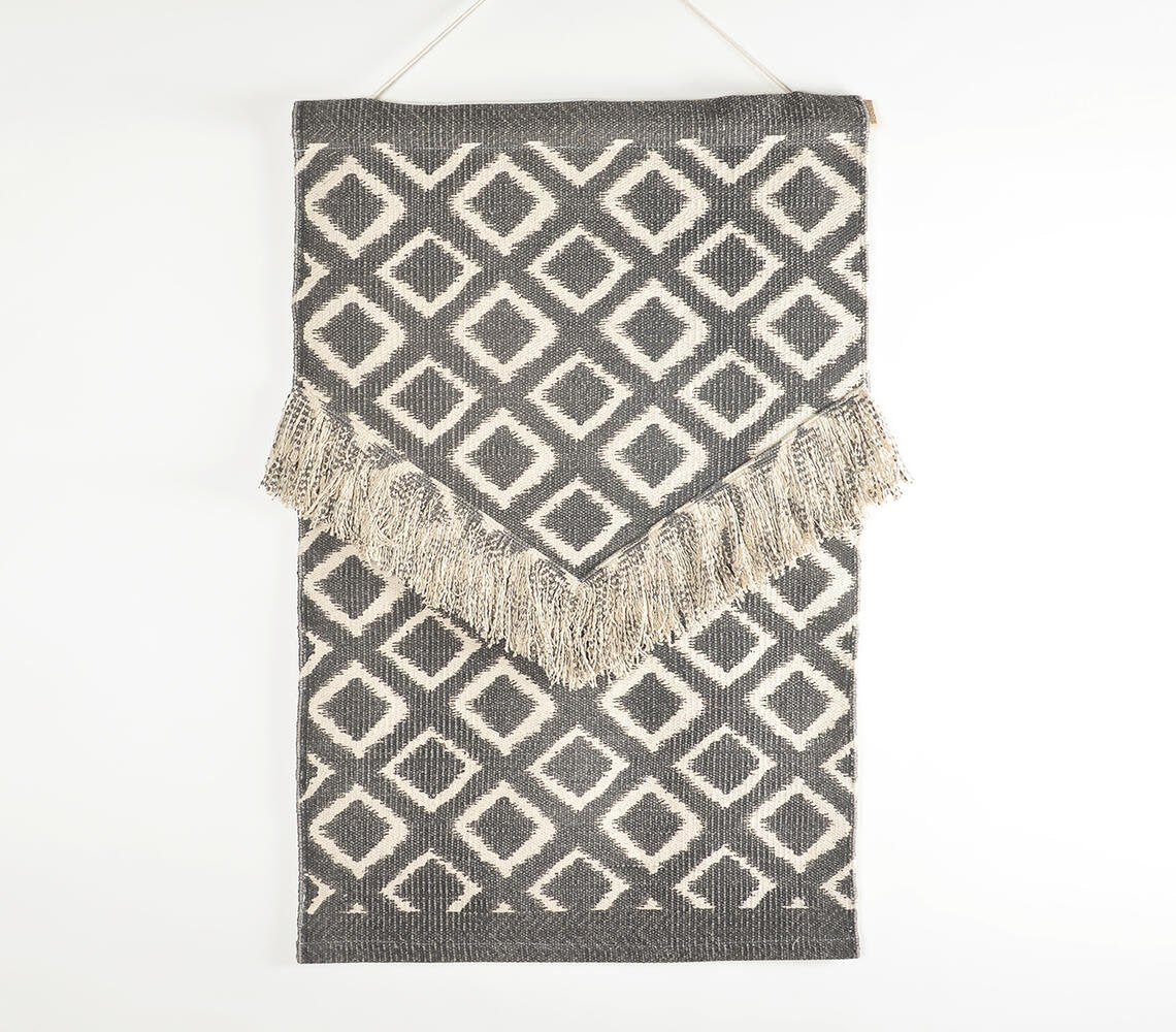 Geometric Print Cotton Fringed Patches Wall Hanging