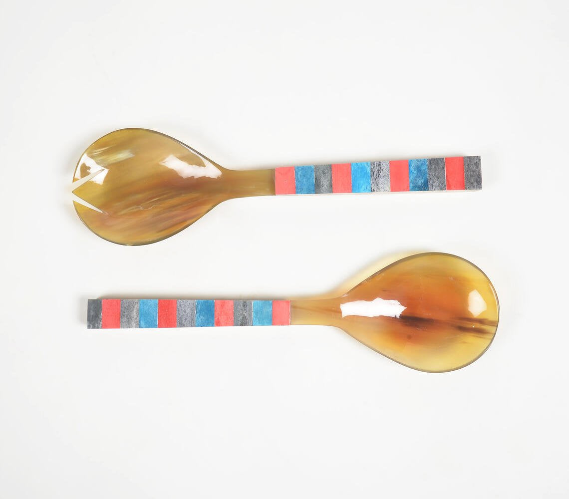 Bone Horn & Mango Wood Salad Spoons (set of 2)