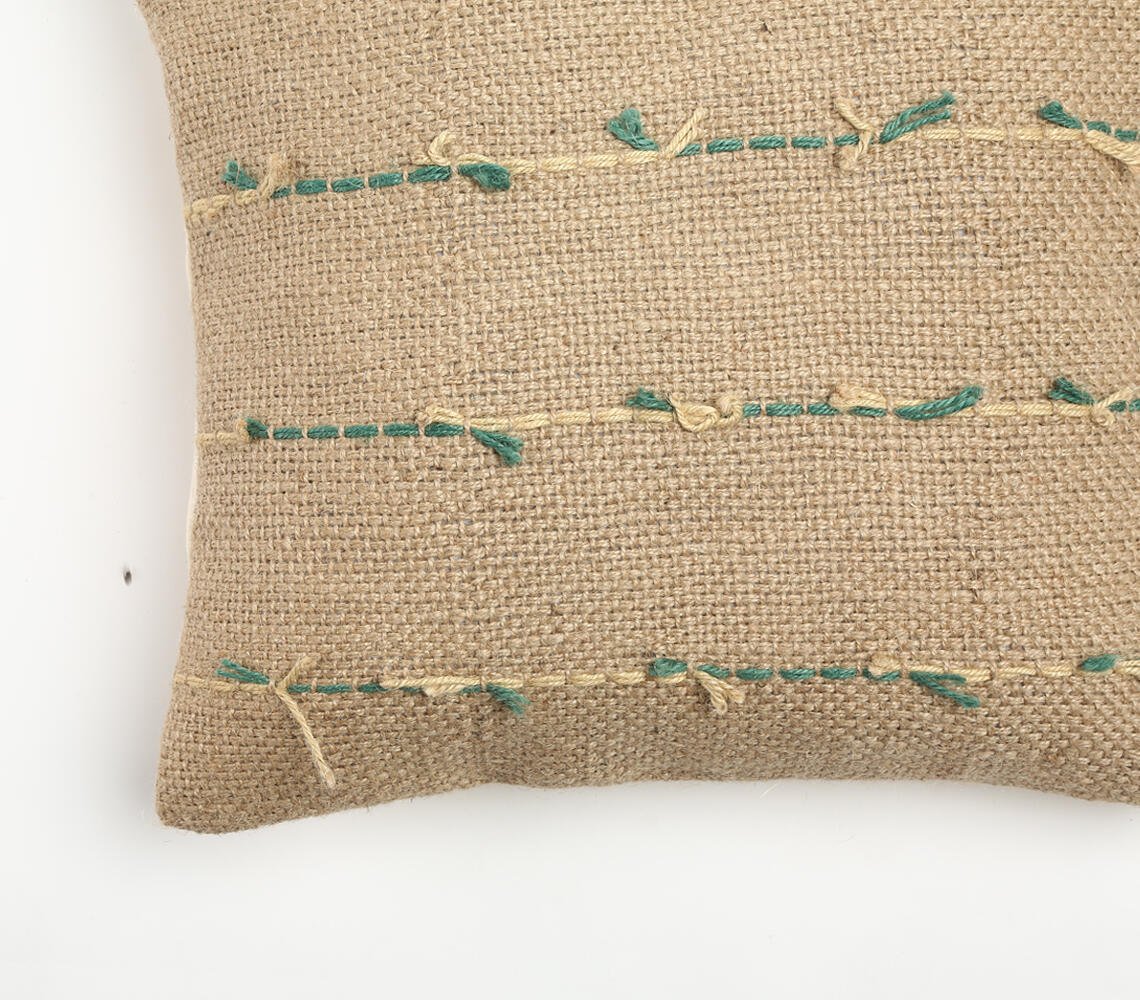 Abstract Threadwork Jute Cushion Cover, 18 x 18 inches