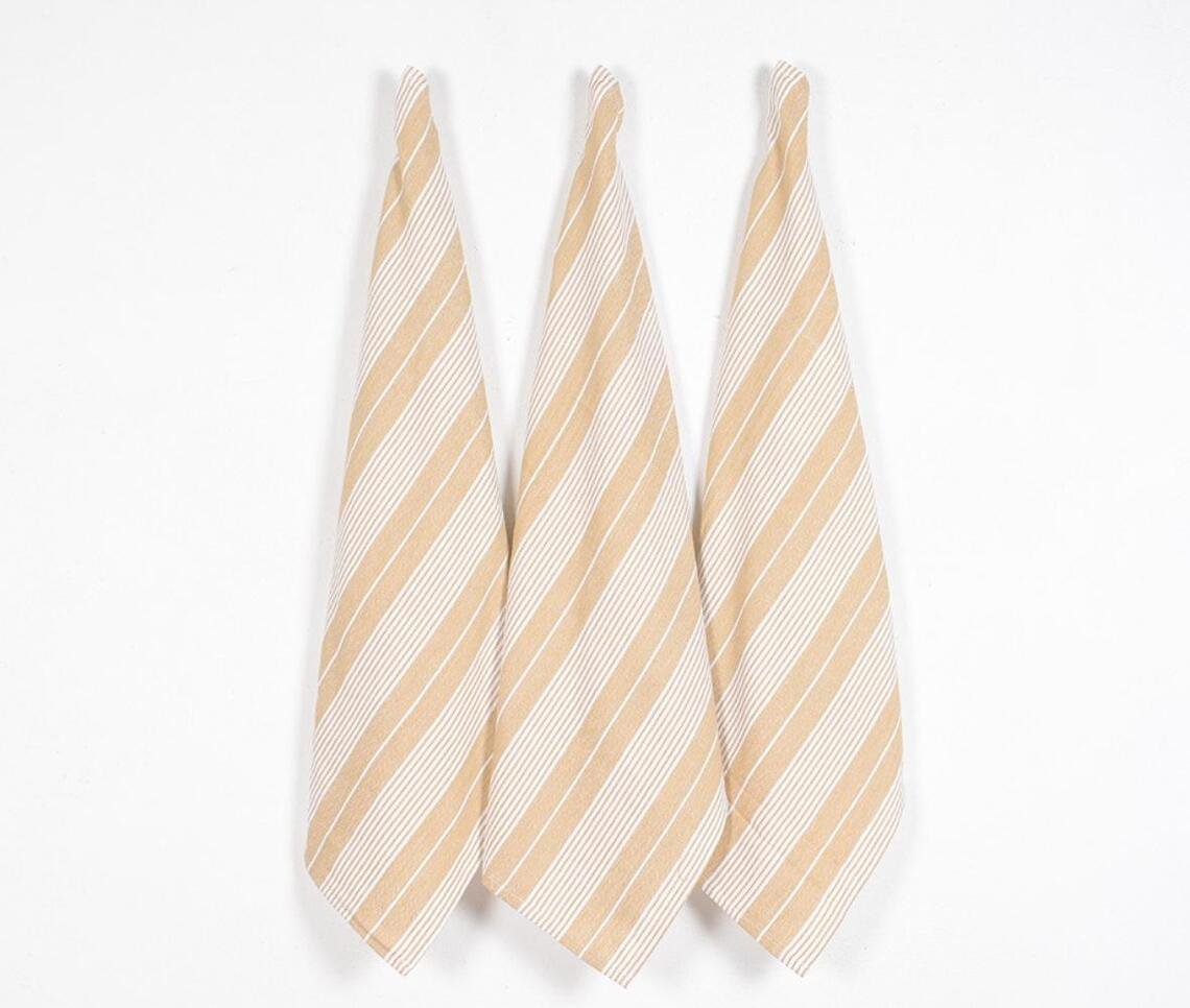 Striped Tan Kitchen Towels (set of 3)