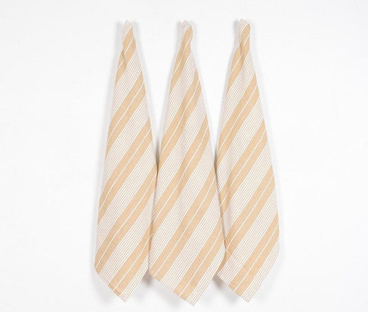 Striped Tan Kitchen Towels (set of 3)