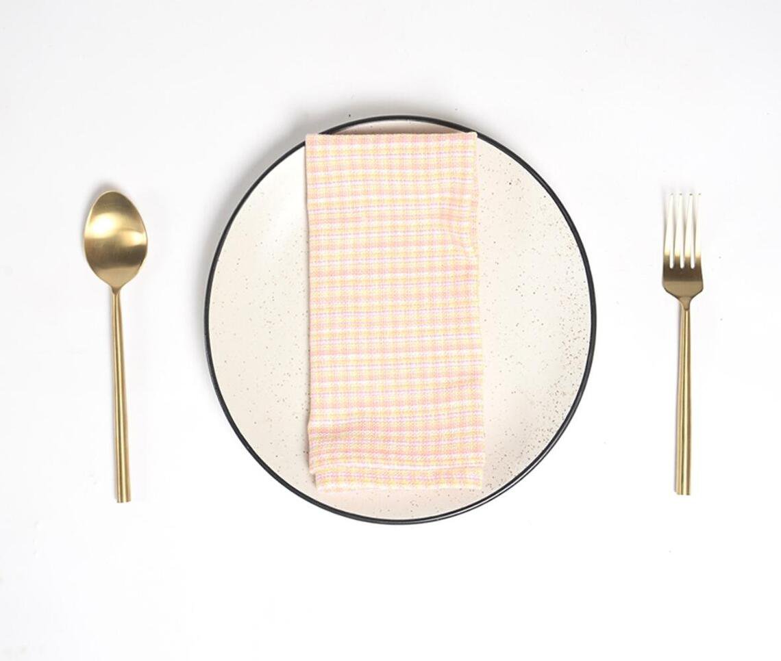 Pastel Peach Handloom Napkins (Set of 4)