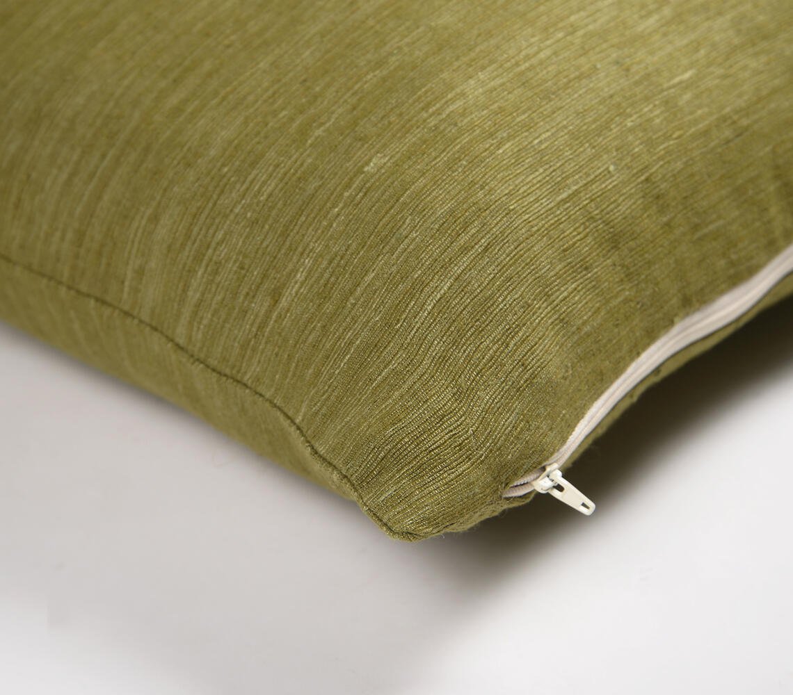 Solid Olive Silk Cushion cover, 20 x 20 inches