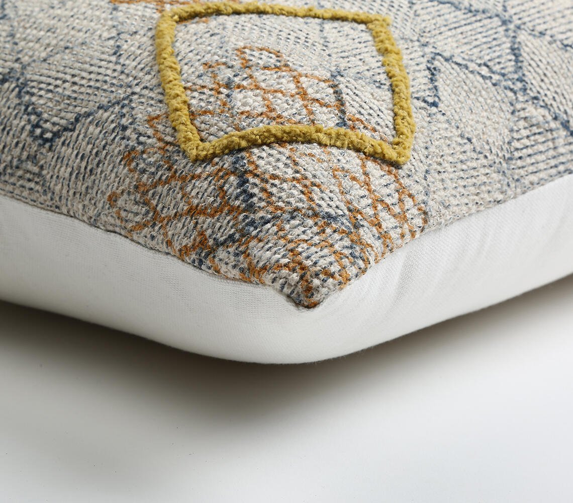 Block Printed & Embellished Lumbar Cushion cover