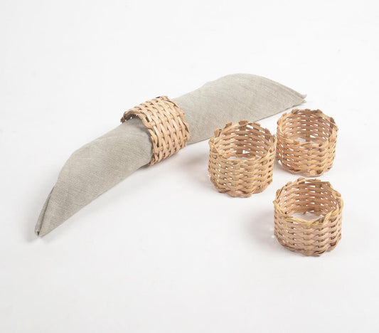 Eco-Friendly Handwoven Cane Napkin Ring (Set of 4)