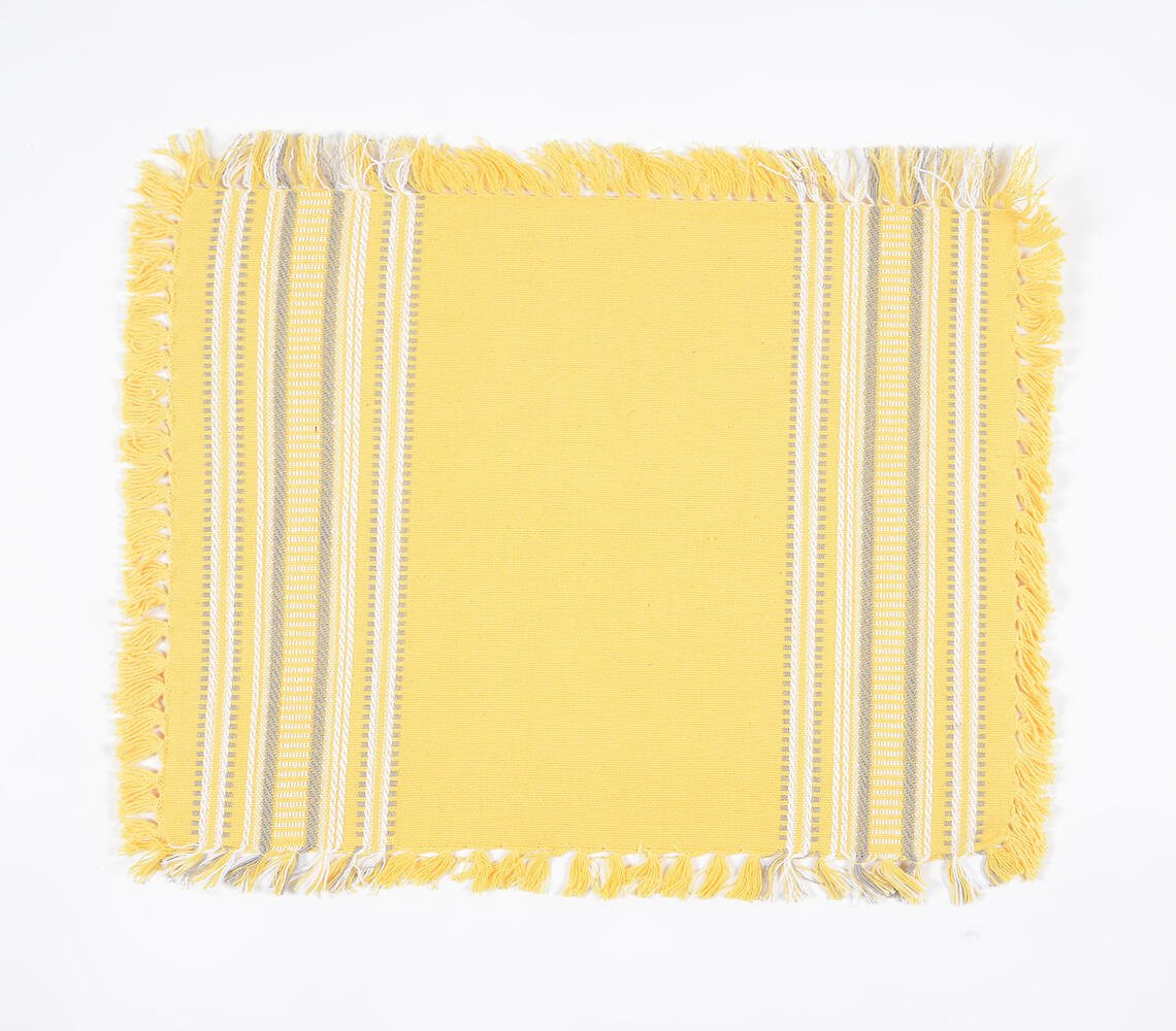 Gele placemats met franjesranden (set van 4)