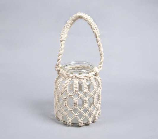 Macrame Knotted Hanging Glass Vase (Large)