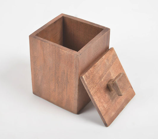 Wooden Square Jar With Air-Tight Lid