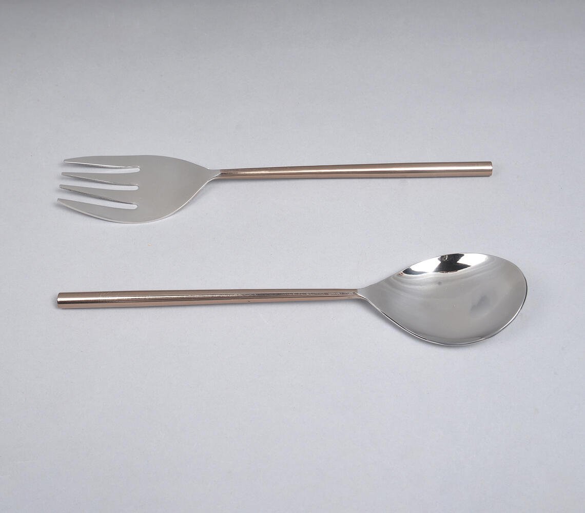 Silver & Rose-Gold-Toned Stainless Steel Cutlery (Set of 2)