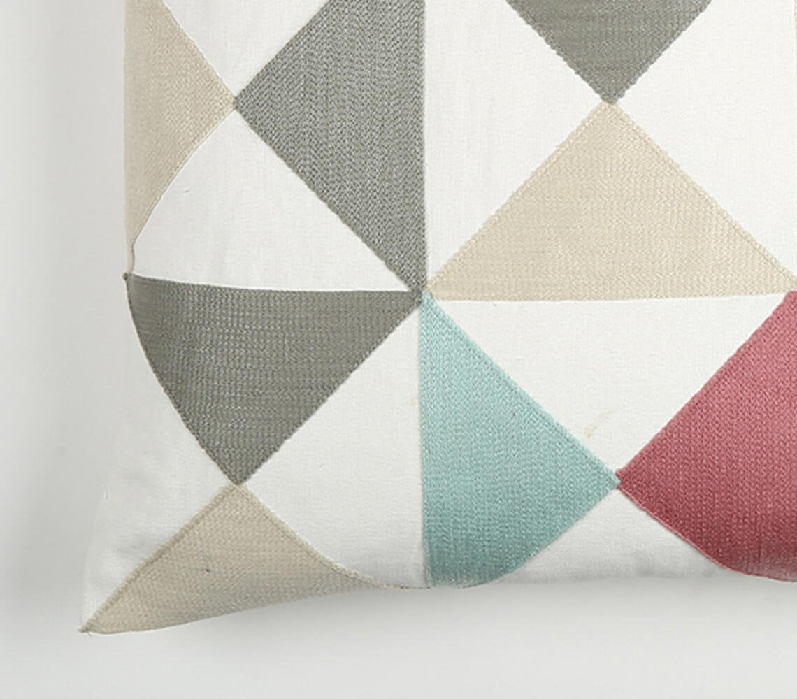 Textured & Triangle Patterned Cushion Cover, 20 x 20 inches