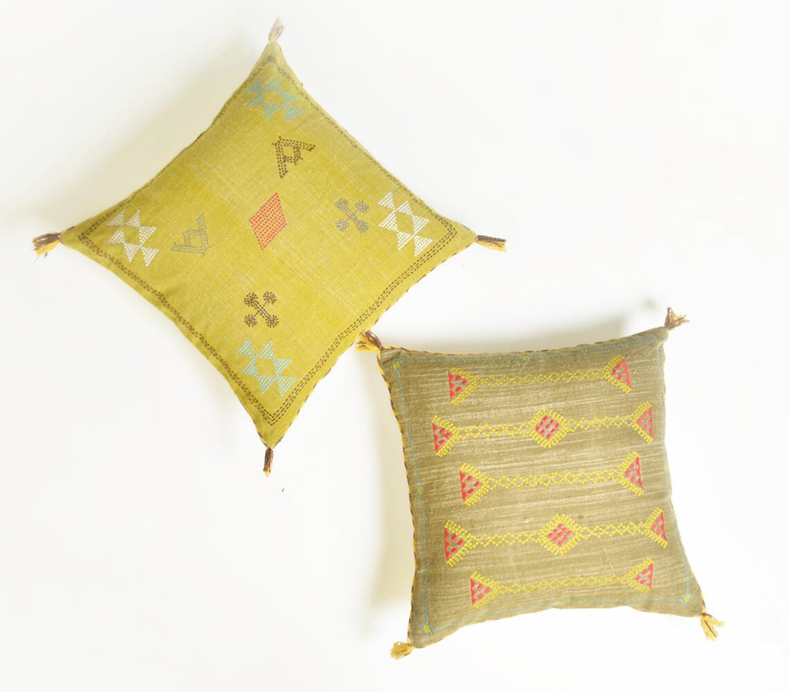 Embroidered Kantha Cushion cover