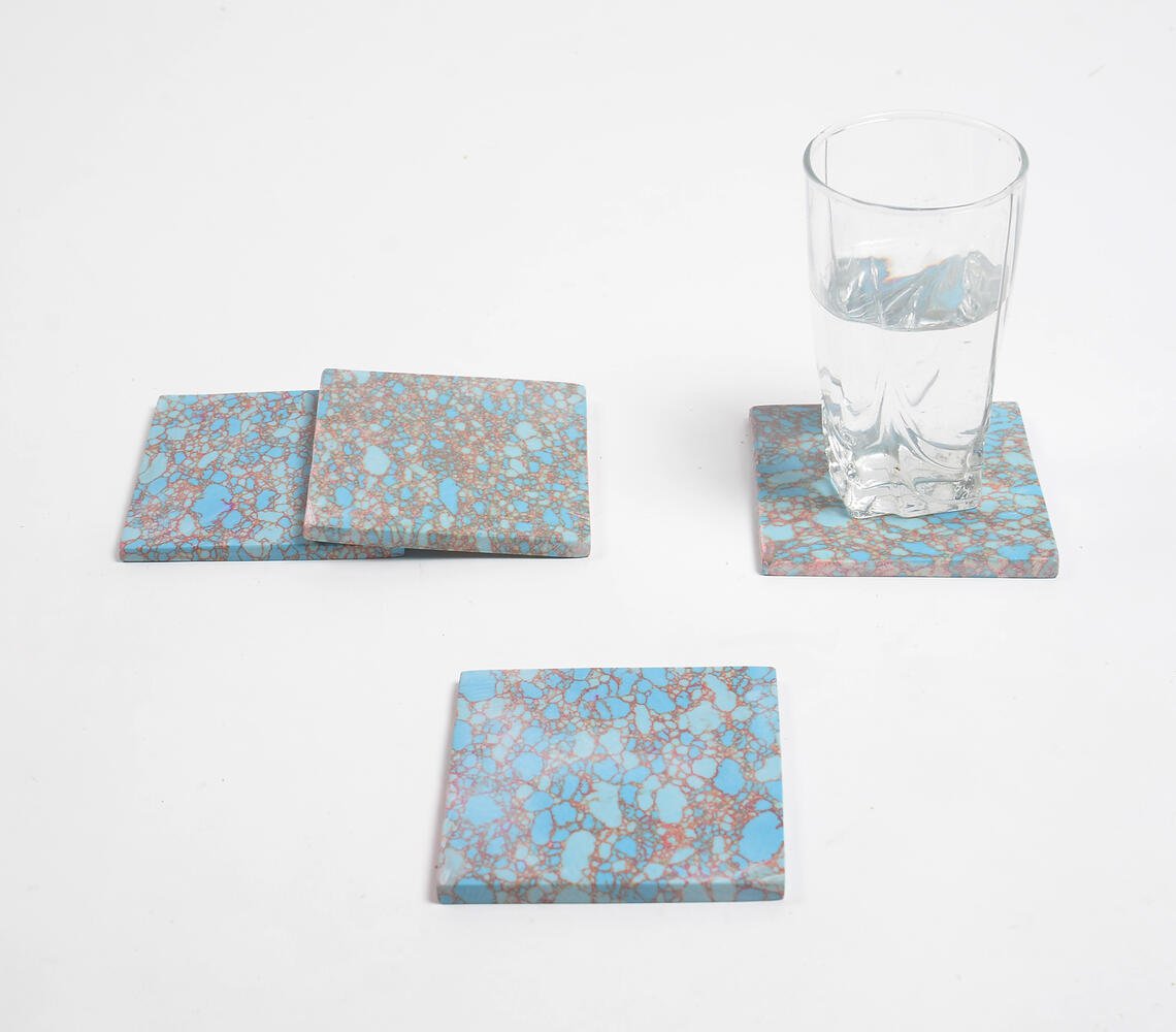 Abstract Textured Square Stone Coasters (Set of 4)