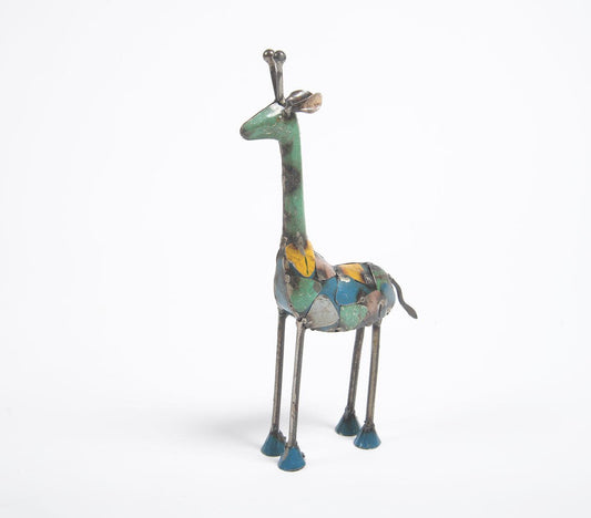 Recycled Iron Giraffe Tabletop Decorative