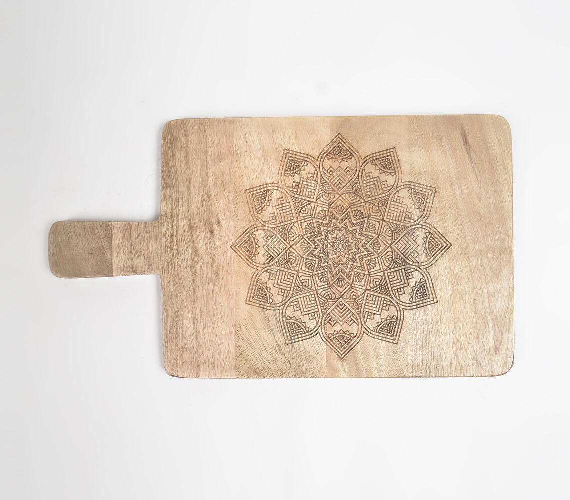 Engraved mandala Mango Wood Cutting Board