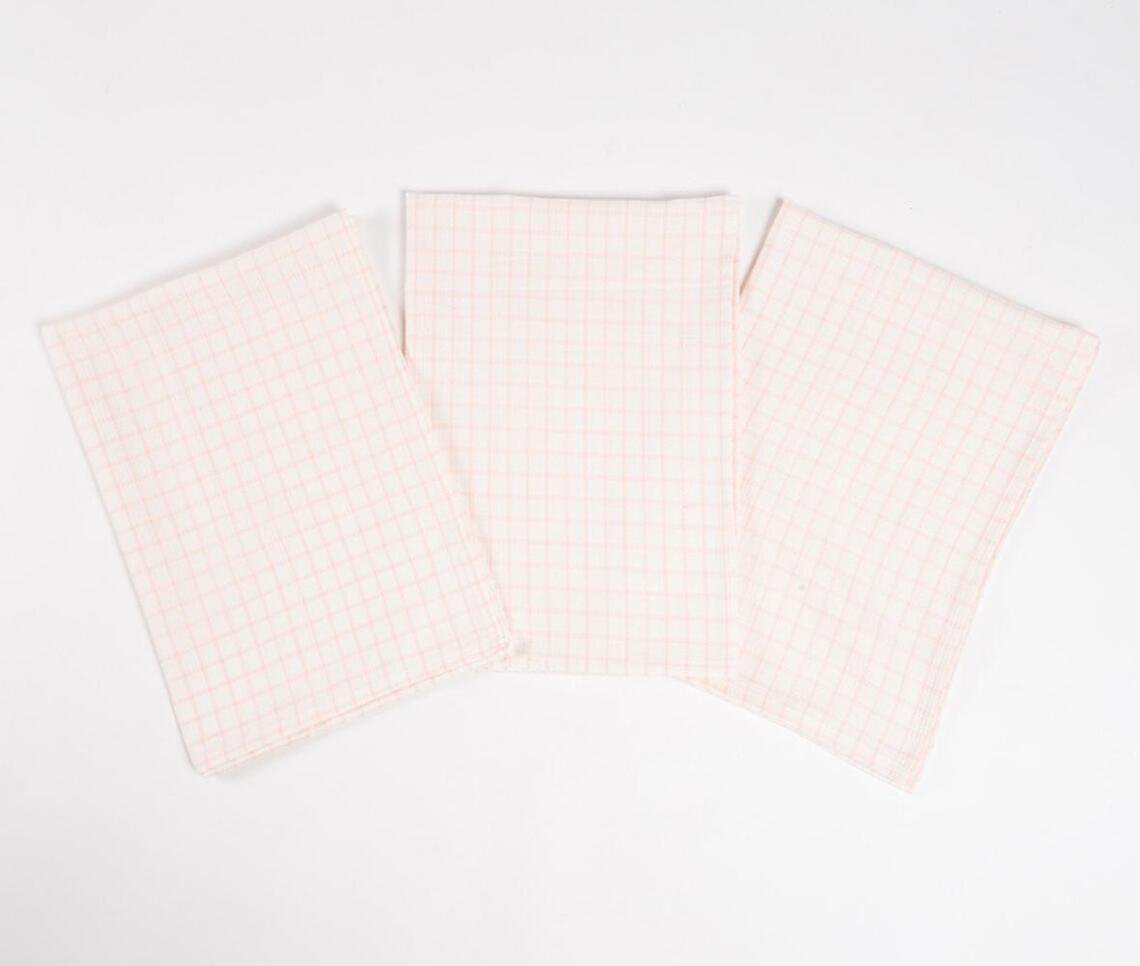 Checkered Waffle Cotton Kitchen Towels (set of 3)