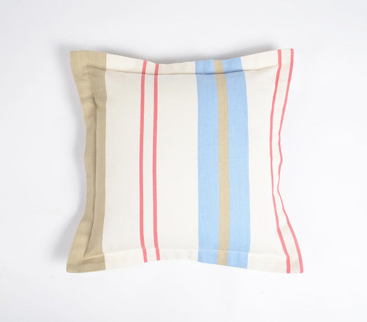 Printed Pastel Stripes Cotton Cushion Cover, 16 x 16 inches